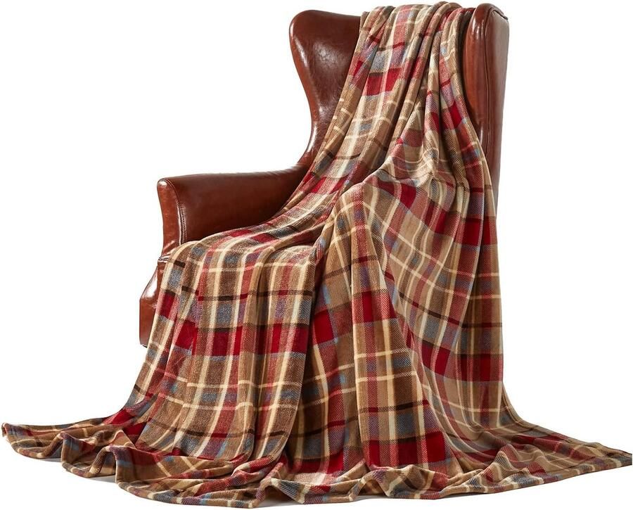 Zachte Fleece Plaid Decoratief voor Slaapbank 1 stuk Rood Geruit 130 x 150 cm