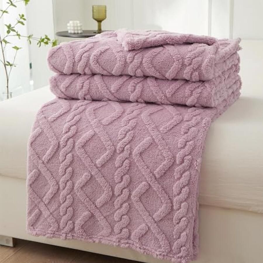 Zachte fleece sprei voor tweepersoonsbed Warm en comfortabel dekbed (paars 130 x 150 cm)