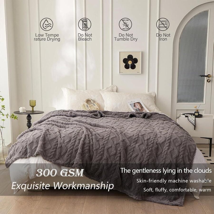 Super zachte fleece deken Warm en comfortabel tweepersoonsbed sprei Fleece bankdeken Bruin 130 x 150 cm