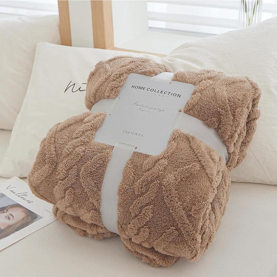 Zachte fleece sprei voor tweepersoonsbed warme en comfortabele fleecedeken chocolate 150 x 200 cm - Foto 2