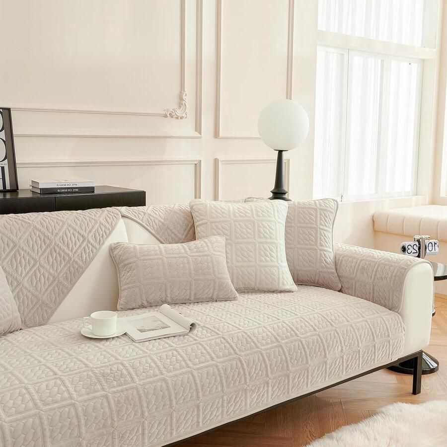 Zachte fluwelen bankhoes universele bankhoezen 1 stuk kaki 70 x 70 cm