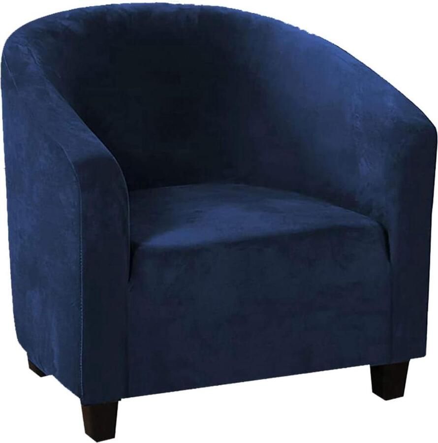 Zachte fluwelen kuipstoelhoes hoge stretch comfortabel 1 stuk marineblauw fluweel