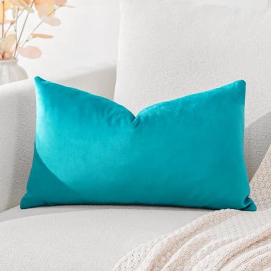 Zachte fluwelen kussenhoezen 30 x 50 cm – Decoratieve kussens voor bank sofa slaapkamer auto – Turquoise