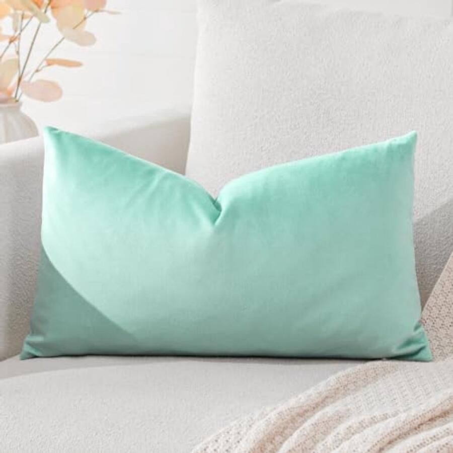 Fluwelen kussenhoezen 30 x 50 cm in aquagroen voor bank sofa slaapkamer en auto