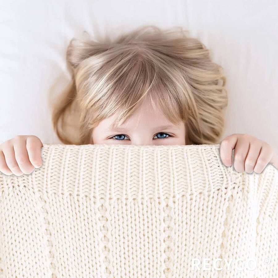 Zachte Gebreide Deken 152 x 203 cm Warme Knusse Gebreide Deken voor Bed Sofa en Bank Crèmekleurig Wit