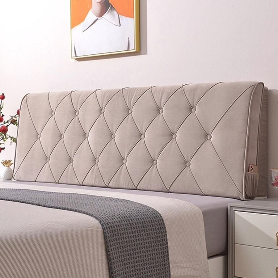 Hoes voor Hoofdeinde van Bed Zachte en Duurzame Fluwelen Stof Hoofdbord Cover in Khaki Grijs Bescherming en Stijl voor uw Slaapkamer