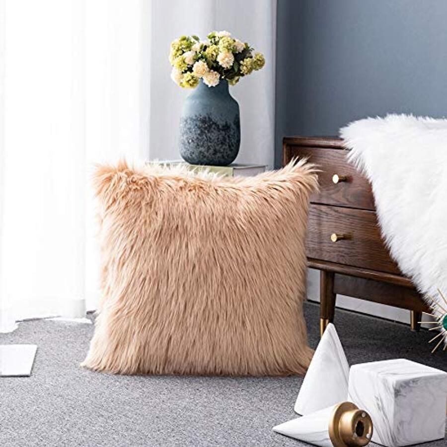 Zachte Imitatiebont Kussenhoes 40x40 cm Decoratieve Pluche Sierkussenhoes voor Bank