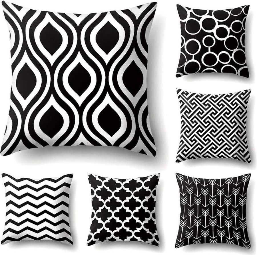 Kussenovertrekken linnen met geometrische patronen voor bank huiskamer auto decoratieve kussenovertrekken 45 x 45 cm 6 stuks