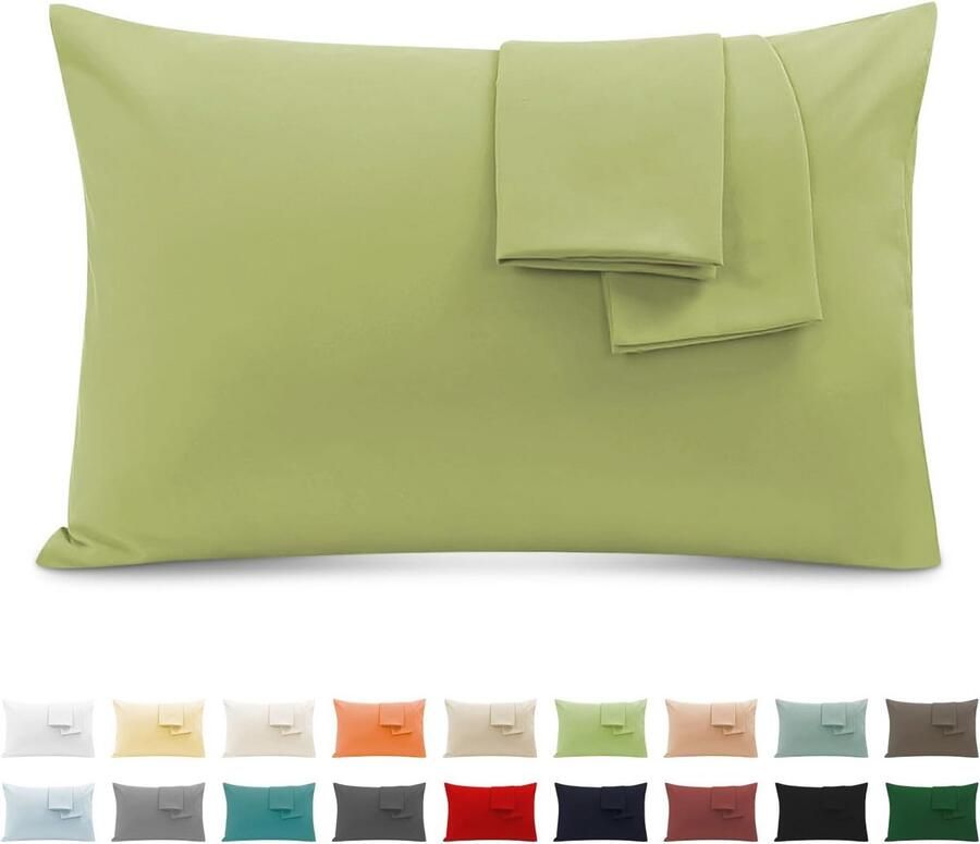 Zachte Kussenslopen voor Tweepersoonsbed 40x70 cm Set van 2 Ademend en Hypoallergeen Oeko-TEX Gecertificeerd Lichtgroen