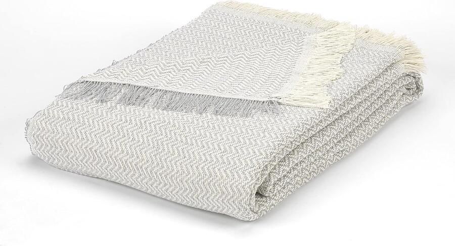 Zachte Lichtgrijze Katoenen Sprei 180 x 260 cm Multifunctioneel voor Bank en Bed