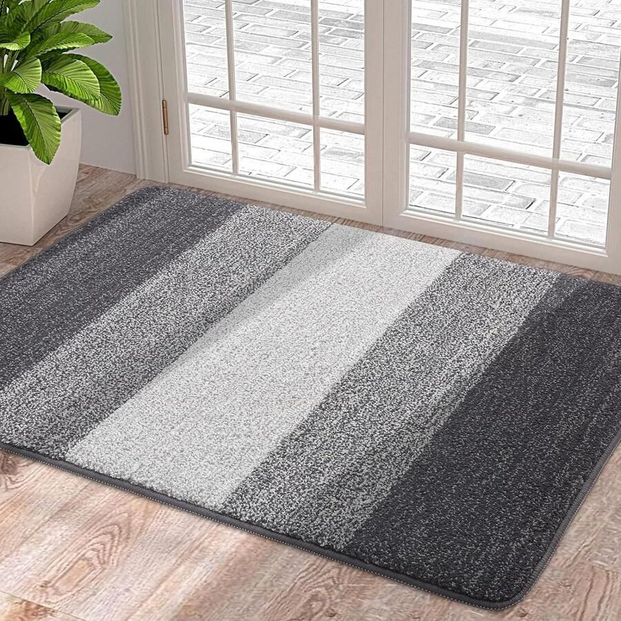 Zachte machinewasbare deurmat Homaxy Super absorberend Vuilvangmat Antislip Entreetapijt Grijs 50 x 80 cm