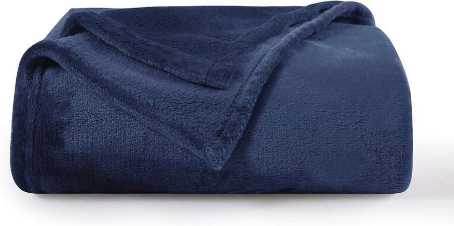 Zachte Marineblauwe Fleece Deken Warm en Veelzijdig Plaid voor een Gezellig Tweepersoonsbed (150 x 200 cm)
