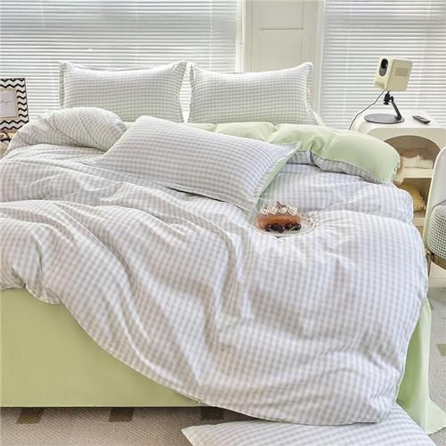 Zachte microvezel dekbedovertrekset van 4 stuks Omkeerbaar beddengoed voor eenpersoons- tweepersoons- en kingsize bedden