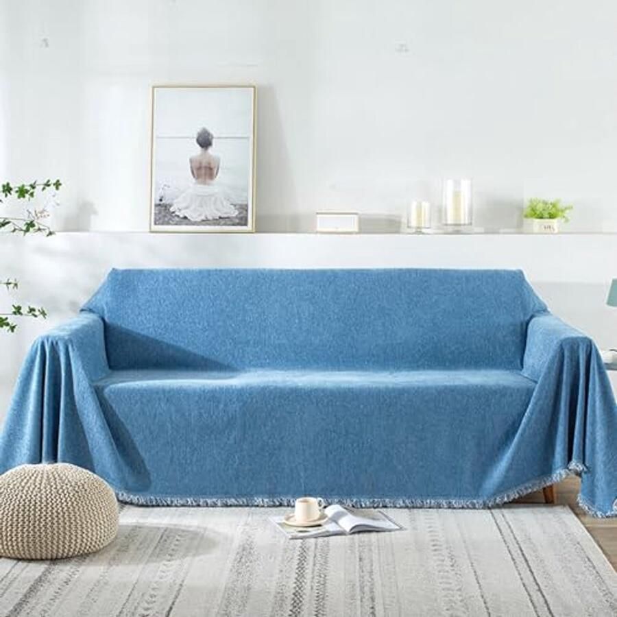 Zachte Pluche Decoratieve Sofa Kussenhoes en Protector voor Bank 1 2 3-zits 180 x 380 cm