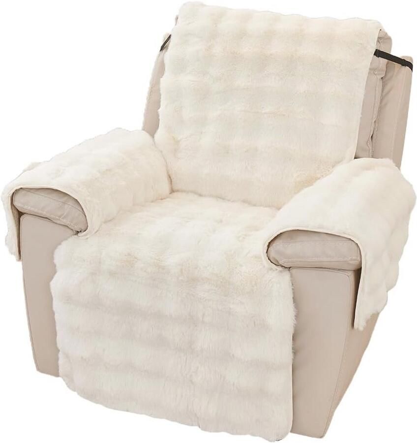 Zachte pluche fauteuilhoes voor kinderen en huisdieren Wasbare en antislip meubelbeschermer (Beige)