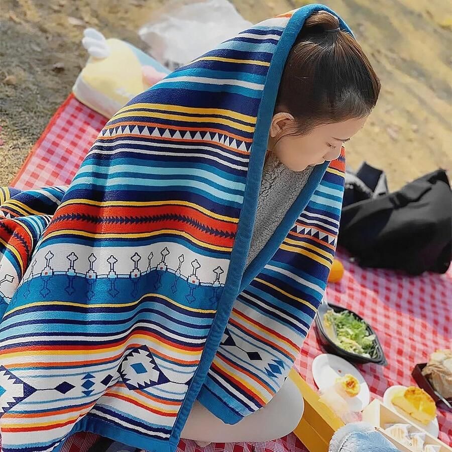 Zachte pluche flanellen Sherpa plaid 127 cm x 152 cm Boheemse deken werpen voor bed bank kantoor camping