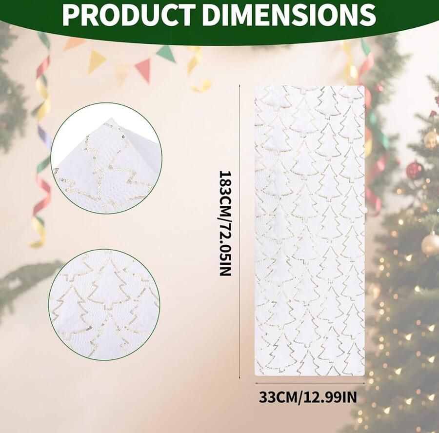 Zachte pluche kerstboom tafelloper feestelijke decoratie 1 stuk 33x183 cm