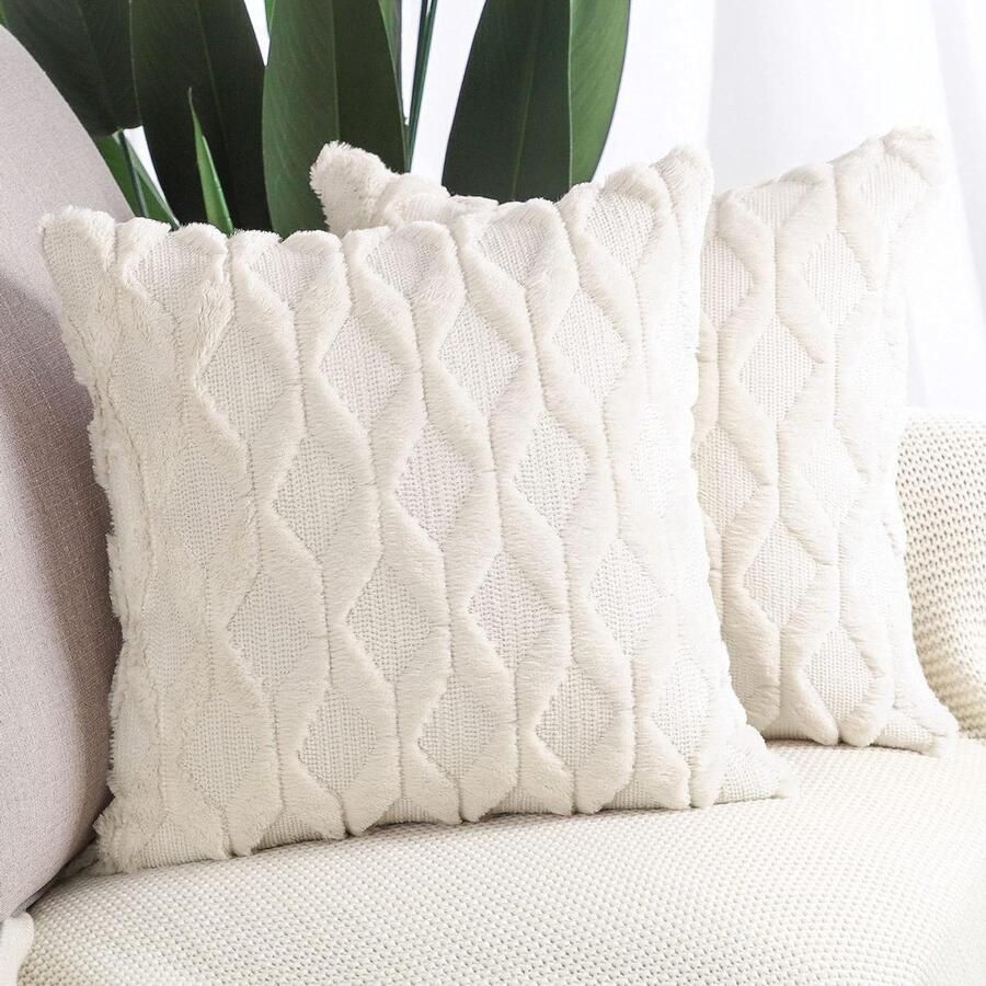 Zachte pluche korte wol fluwelen decoratieve Kussenhoezen luxueuze stijl bank slaapkamer 45x45 cm Licht Beige