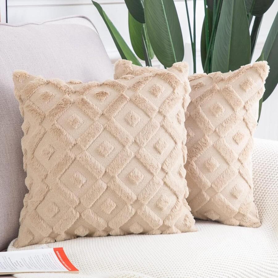 Zachte pluche korte wol fluwelen decoratieve Kussenhoezen luxueuze stijl bank slaapkamer 50x50 cm Khaki