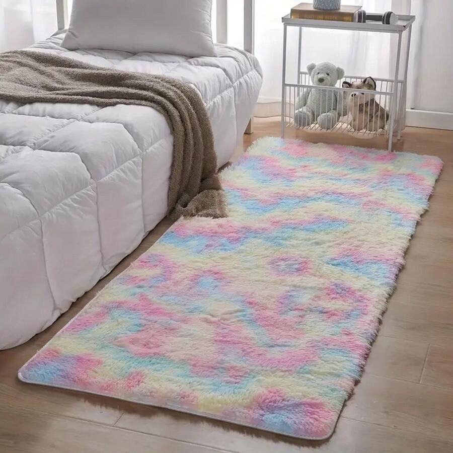 Zachte Pluche Regenboog Vloerkleed Antislip Machine Wasbaar 120x60