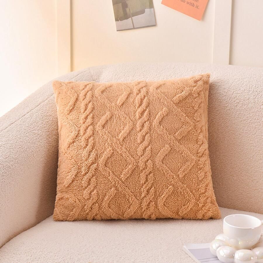 Zachte pluche vierkante sierkussenhoes 2-pack Jacquard geometrische kussenhoes Sofa woonkamer rugleuning kussensloop Nachtkastje vierkante kussensloop Korte pool decoratieve kussenhoes Voor bed bank en woonkamer 40x40cm