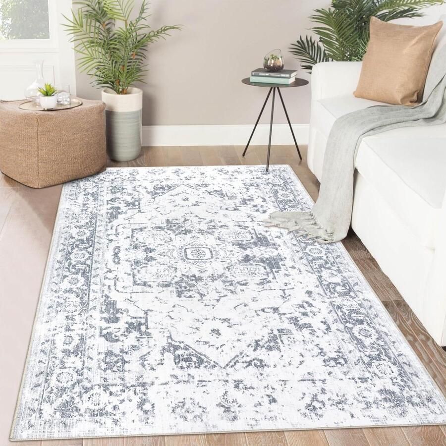 Zachte Pluizige Gebiedstapijten Antislip Slaapkamertapijten 80x150cm Korte Stapel Boho Grijs Tapijt voor Woonkamer en Keuken