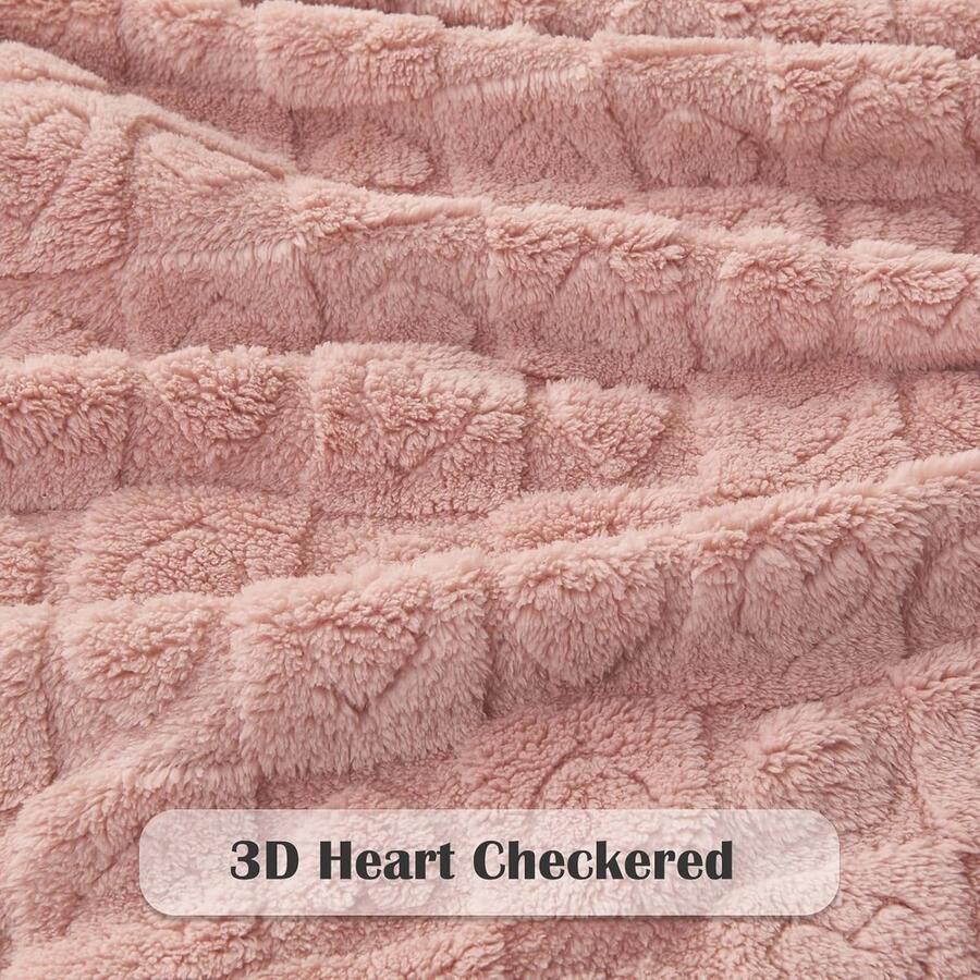 Zachte Roze Fleece Deken Warme en Gezellige Dekens voor Sofa Bank en Bed (127 x 178 cm)