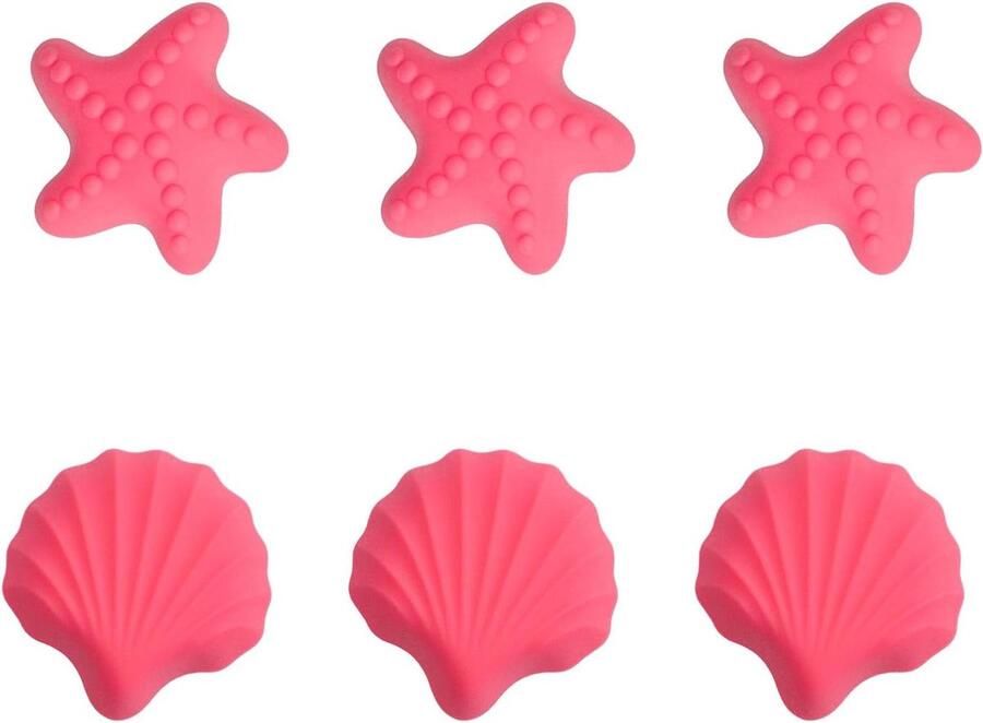 Zachte rubberen knoppen 6 stuks leuke cartoon siliconen zeester schelpvorm kastknoppen handgrepen anti-stookknoppen kinderkamer deur kledingkast roze kastknoppen kinderkamer