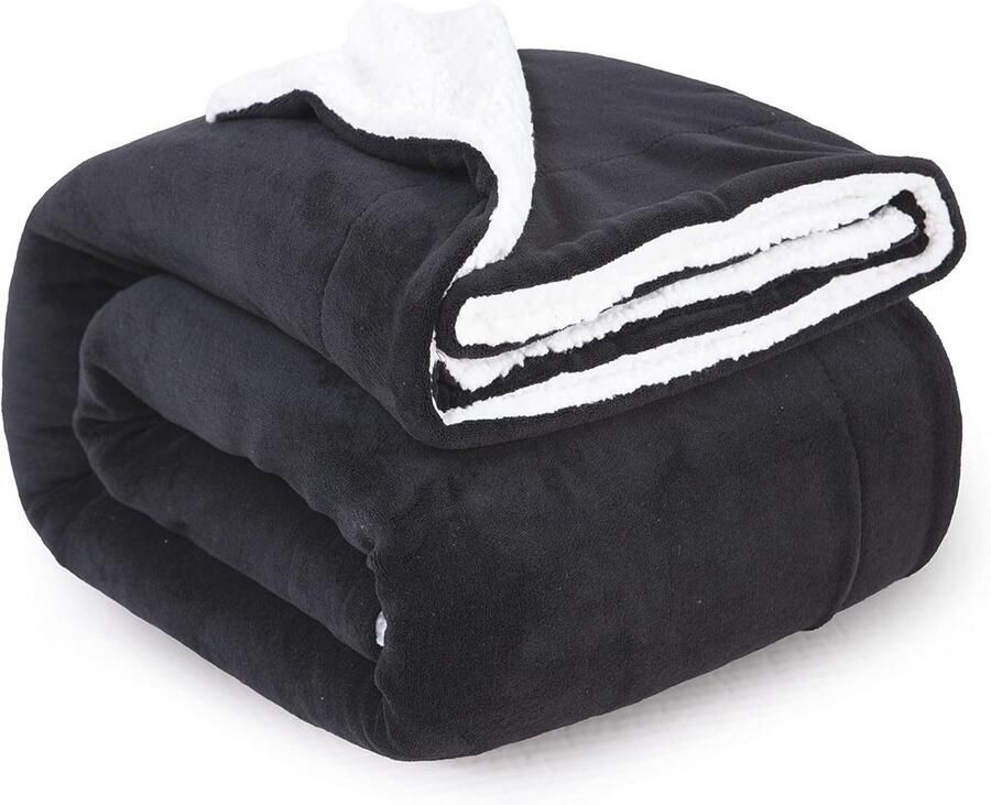Zachte Sherpa Fleece Deken voor Bank en Bed Luxe Pluizige Plaid voor Reizen Kamperen en Thuis 130 x 150 cm