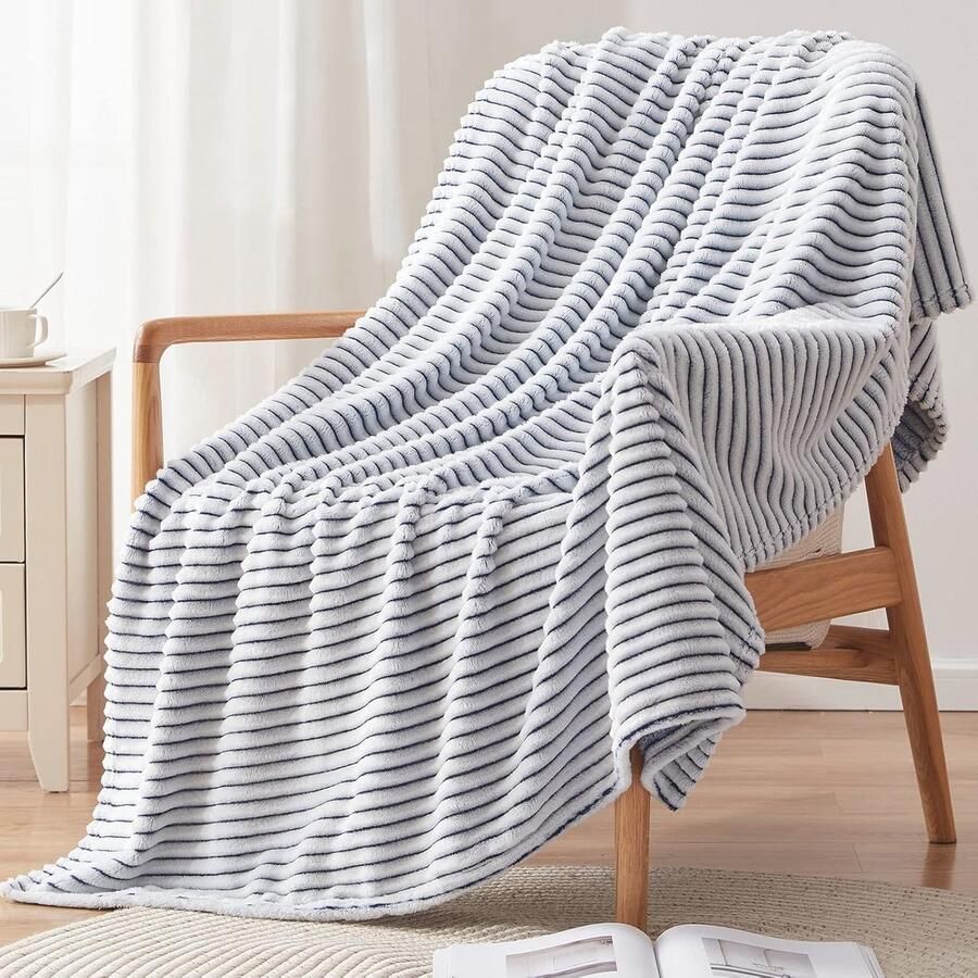 Zachte Sherpa Fleece Plaid Warme en Knusse Deken voor Bank en Bed (Marineblauw 130 x 150 cm)