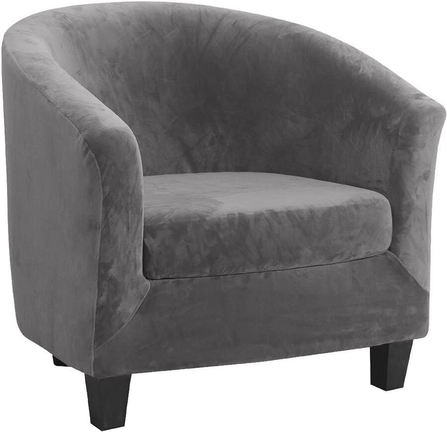 Zachte Stoelhoezen voor Kuipstoel Fluwelen Zetelhoes met Kussensloop Meubelbeschermer voor Eetkamer en Woonkamer 2 Stuks