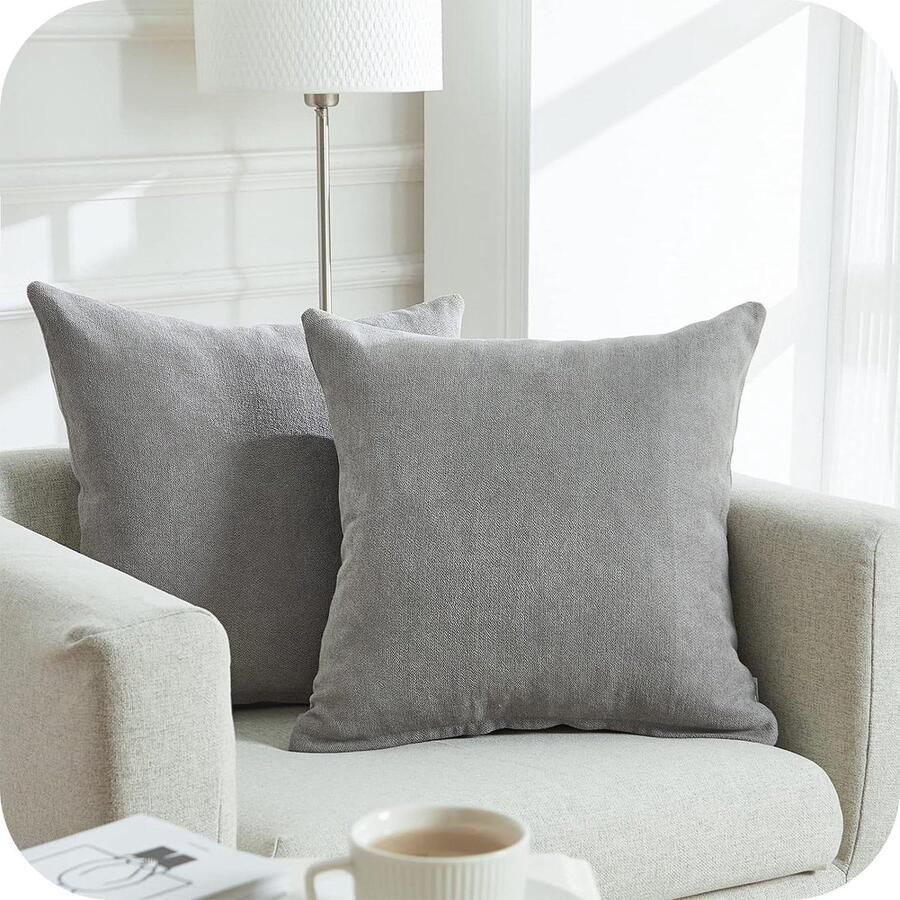 Zachte vierkante effen decoratieve kussenslopen set van 2 stuks 60 x 60 cm chenille onzichtbare ritssluiting voor slaapbank slaapkamer woonkamer kussenhoes 60x60