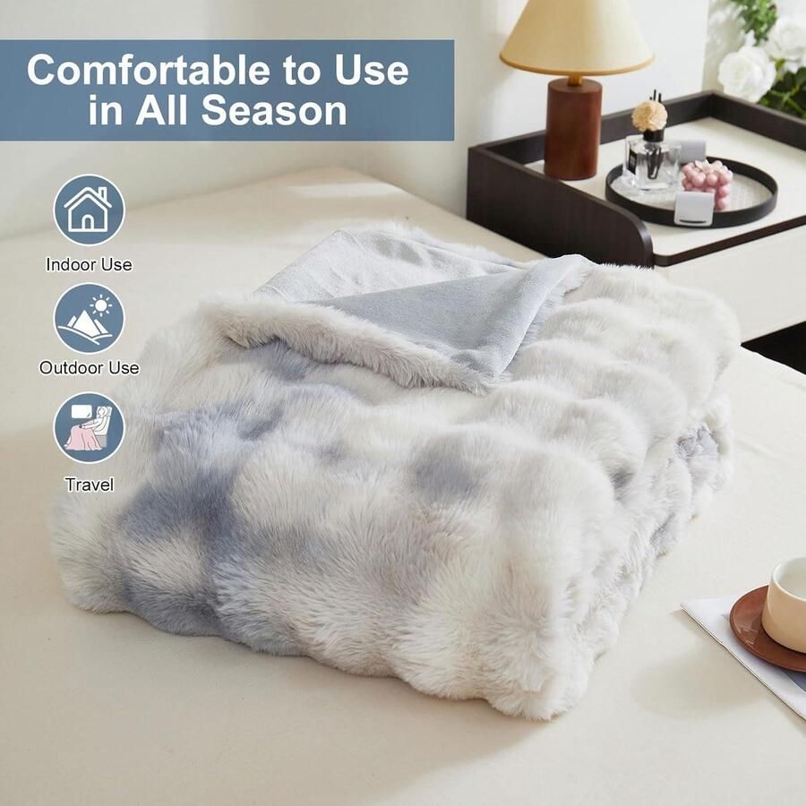 Zachte warme pluche fleece deken konijn dik 1000 g m² voor bank grote pluizige veelzijdige deken slaapkamer bank Tie Dye Blue 100 x 160 cm