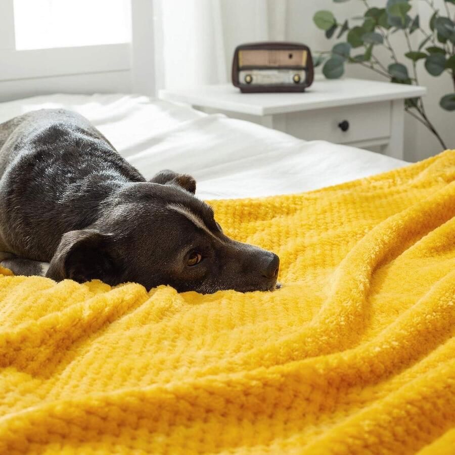 Winterdeken flanel granulaatpatroon 1 stuk zeer zacht comfortabel duurzaam warm voor bank stoel rust- en dutje 150 x 200 cm oranje