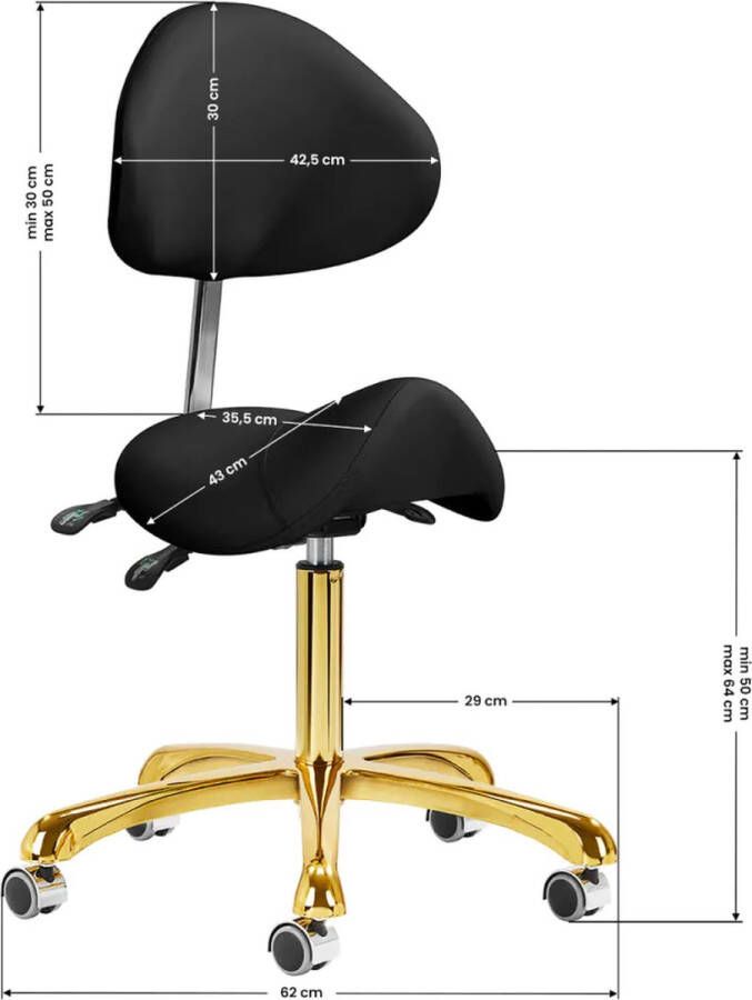 Zadelkruk Giovanni cosmetische tabouret zwart