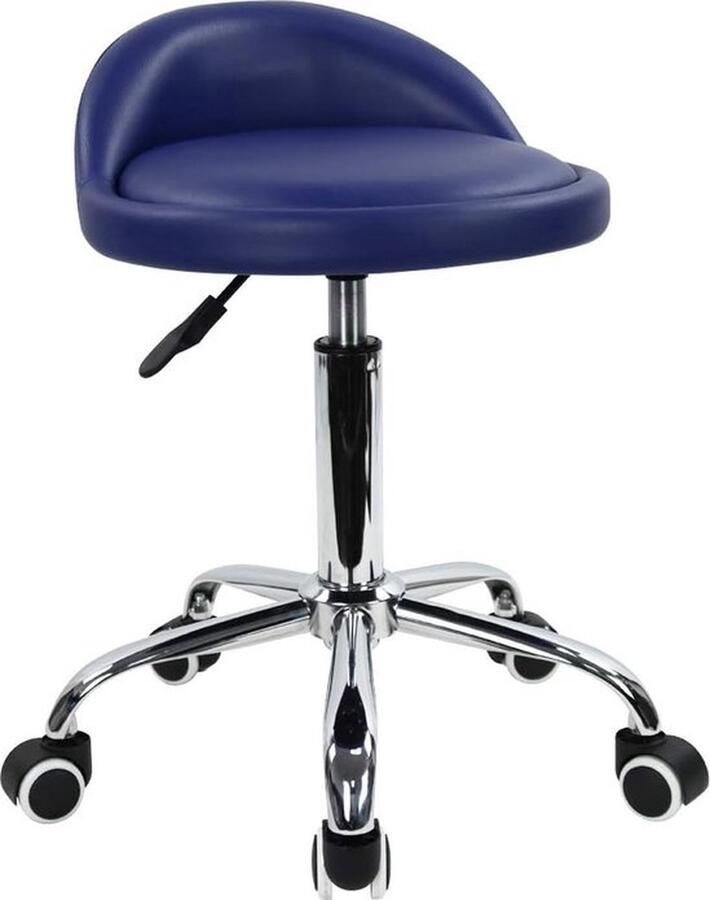 PolkaHome Zadelkruk met rugleuning Hoogte verstelbaar draaibaar Werk kruk Draaibare kruk Rol kruk Oefen ontlasting Office kruk (PU-leer zwart)