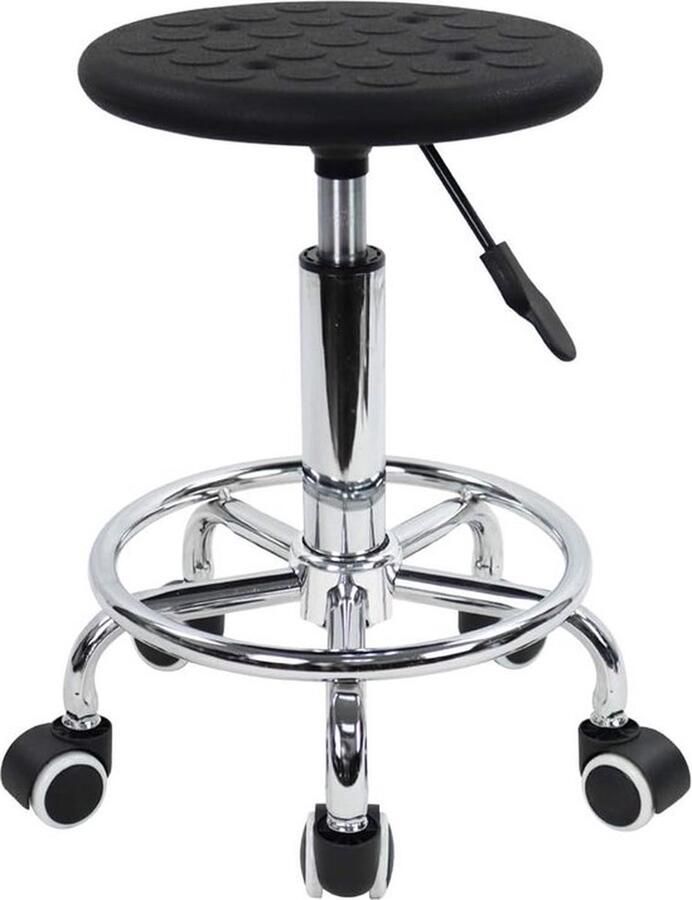 DustDraft™ Zadelkruk Rolstoel van PU-schuim Antistatische kruk met voetensteun Hoogte verstelbaar Draaibaar zwart