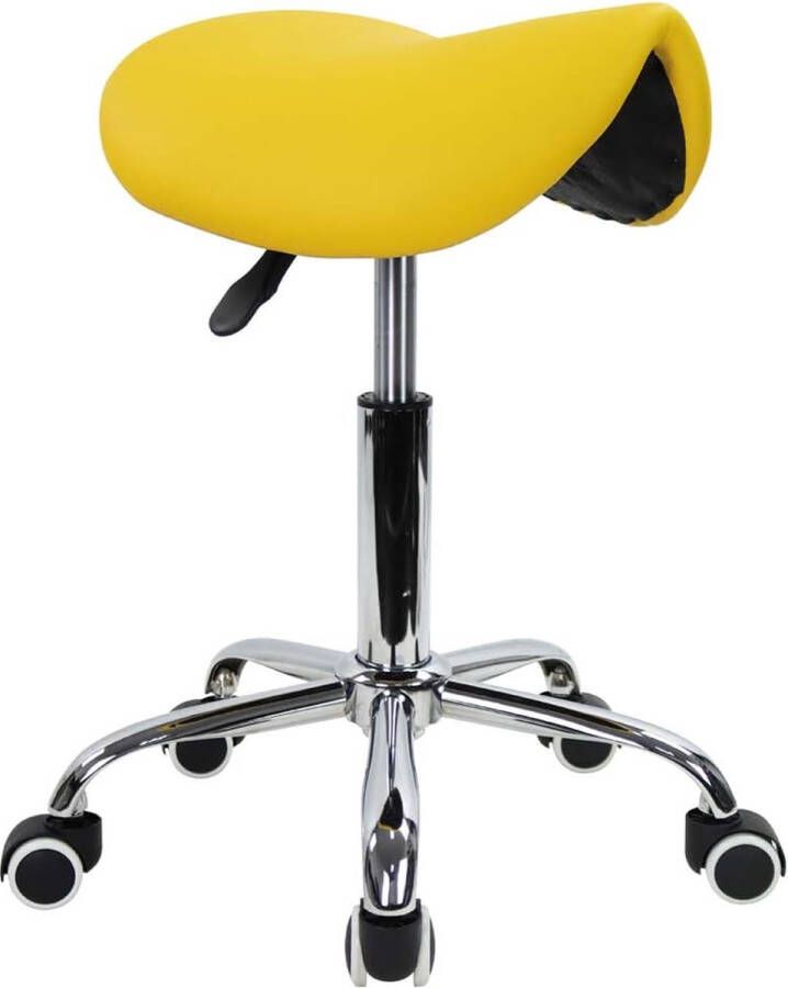 KKTONER Saddle Stool Work Stool Height-Adjustable Rotatable Office Stool with Saddle Seat Yellow
