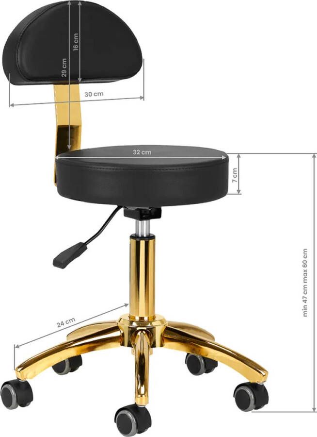 Zadelkruk csmetische tabouret zwart-goud