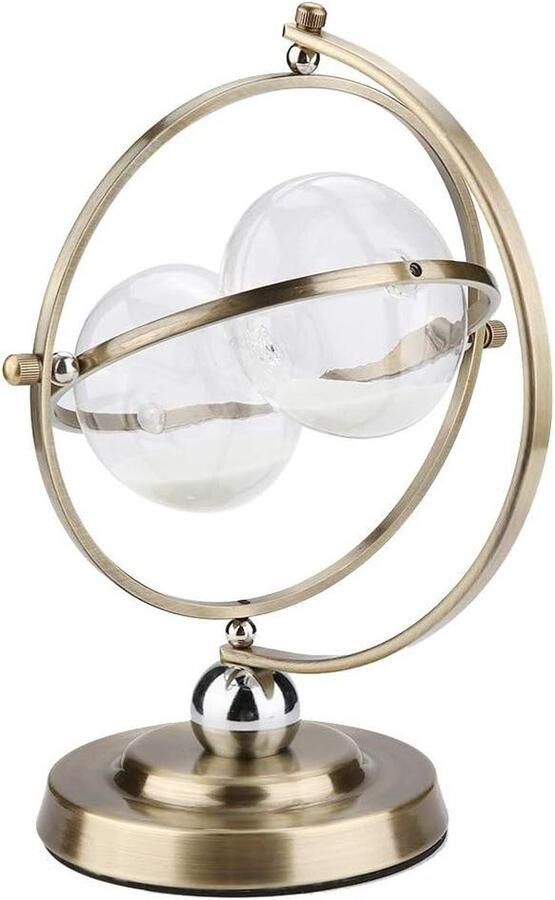 Zandloper 15 Minuten Metalen en Glazen Roterende Timer voor Kamer Thuis Bureau Decor Gift