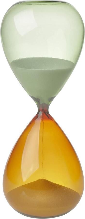 Zandloper 30 minuten analoge glazen tafelklok decoratief object oranje-groen zand 90 x 230 mm
