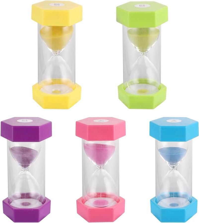 Zandloper set voor kinderen 3-5-10-20-30 minuten eierhorloges kleurrijke tijdmeter