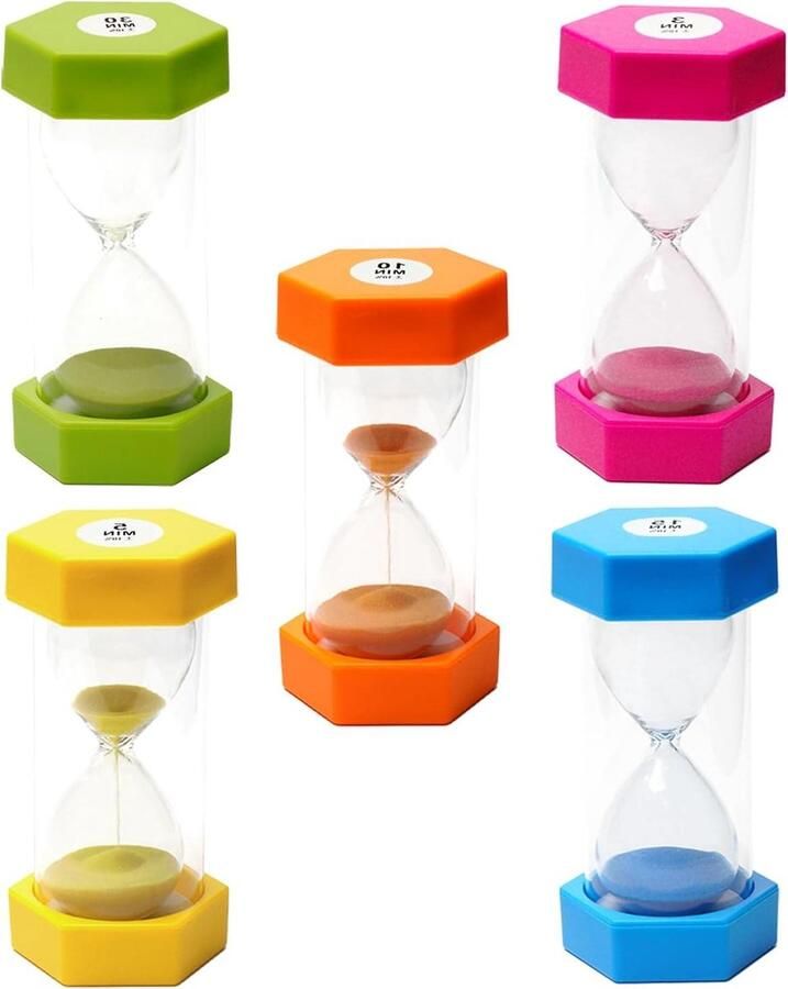 Zandloper voor kinderen keukentimer zandloperset eierwekkers 3 minuten school 5 stuks
