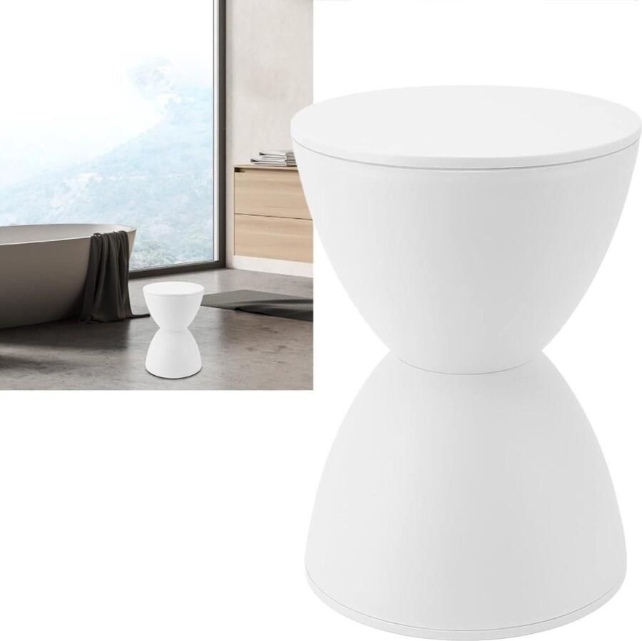 Moderne eenvoudige Zandloper Vormige Kruk Scandinavische Stijl Huishouden Ronde Kruk voor Badkamer Paskamer Wit - Foto 2