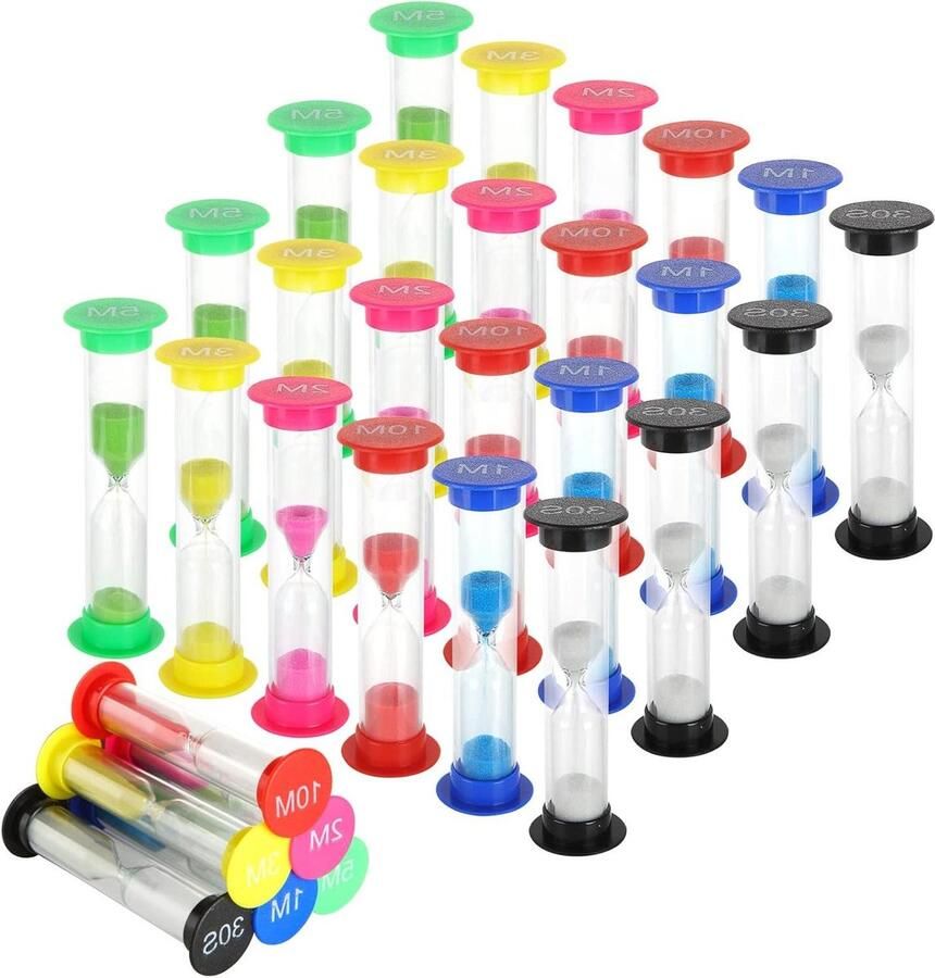 Zandlopers 30 seconden 1 minuut 2 minuten 3 minuten 10 minuten 6 kleuren timer voor vrije tijd keuken spelletjes werk