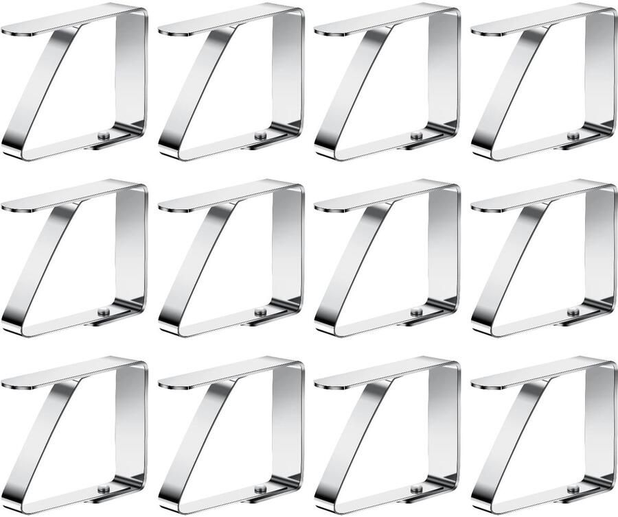 Zanfqvo Pak van 12 roestvrijstalen tafelkleedclips tafelkleedhouders tafelkleedclips tafelclips voor picknicks feesten bruiloften diners