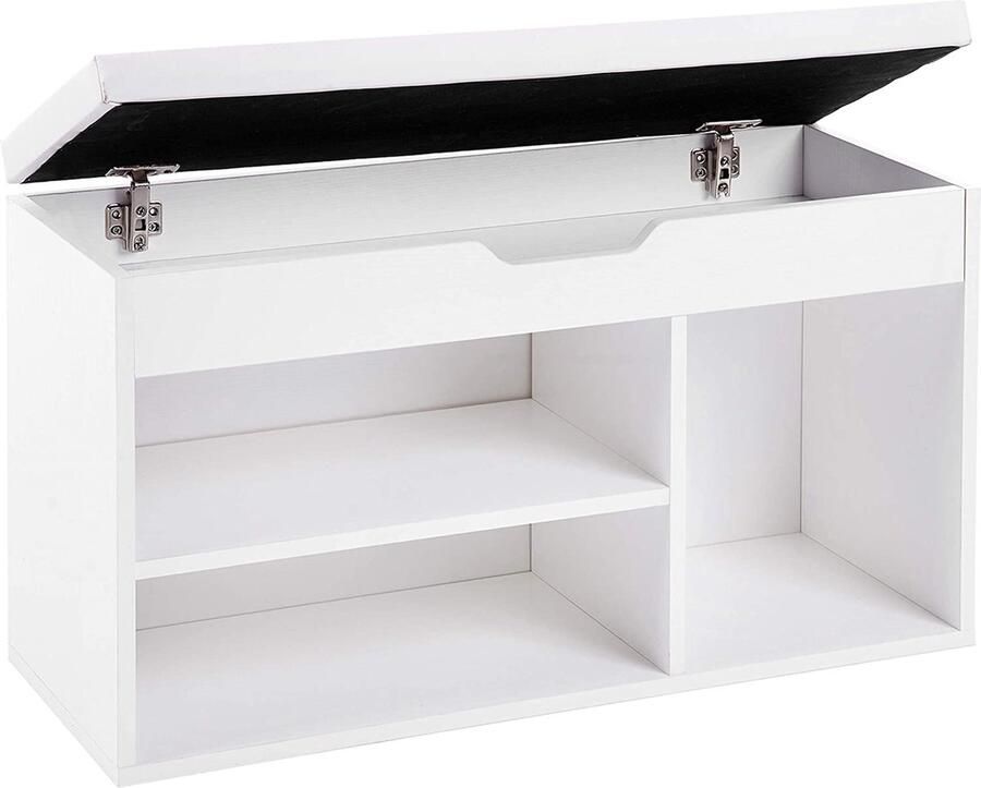 ZaZa Home & Office ZAZA Home Schoenenbank schoenenkast zitkist wit gestoffeerd zitbank 46 5x80cm