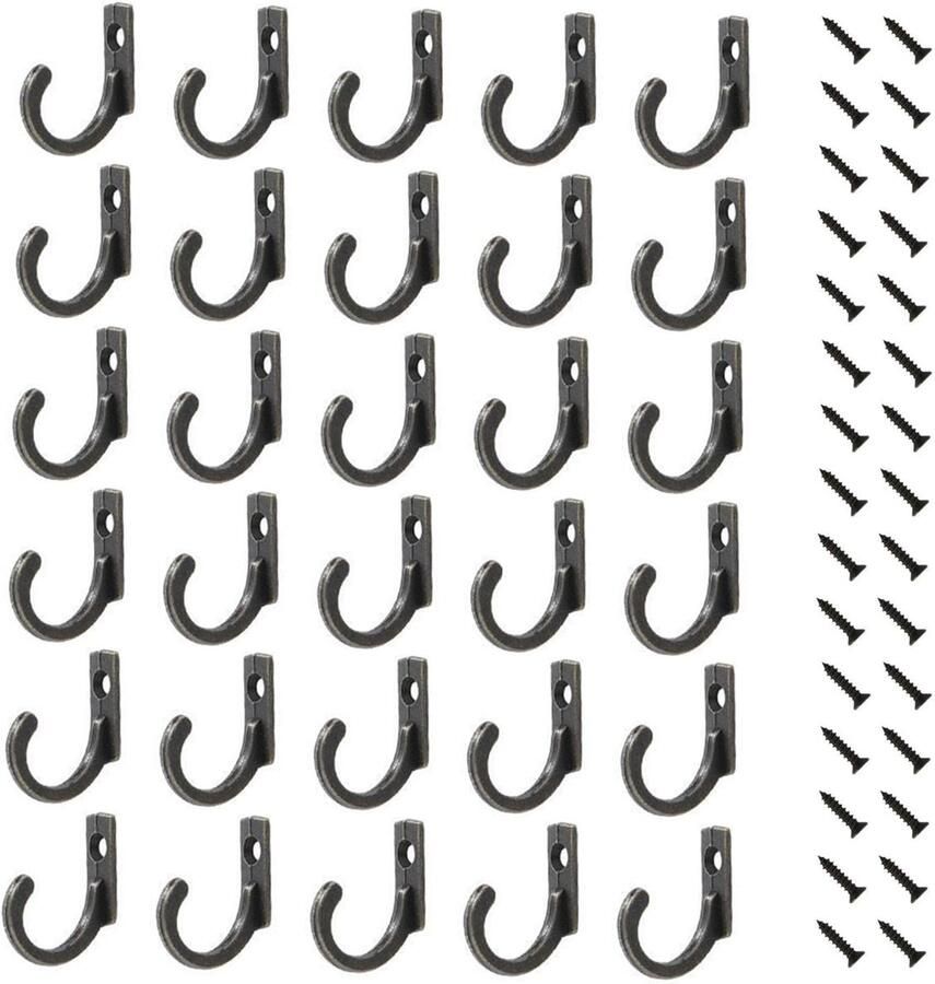 ZEACCT 30 stuks vintage kapstokhaken vintage haken vintage metalen kledinghangers kleding vintage kapstokhaken voor het ophangen van jassen hoeden sleutels handdoeken tassen