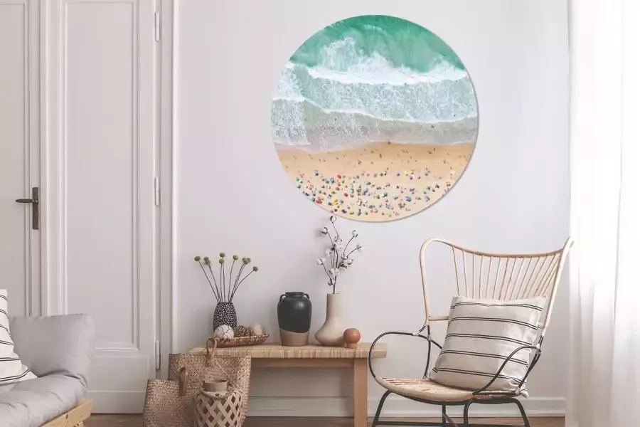 WallCircle Wandcirkel ⌀ 150 Zee Strand Parasols Water Zomer Ronde schilderijen woonkamer Wandbord rond Muurdecoratie cirkel Kamer decoratie binnen Wanddecoratie muurcirkel Woonaccessoires - Foto 2