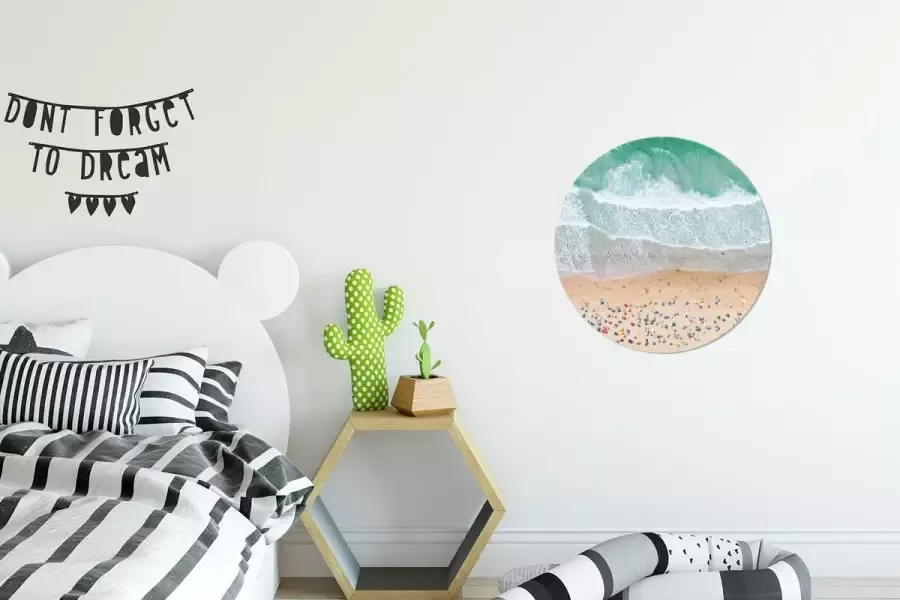 StickerSnake WallCircle Muurstickers Behangcirkel Zee Strand Parasols Water Zomer 100x100 cm Muurcirkel Zelfklevend Ronde Behangsticker XXL - Foto 4